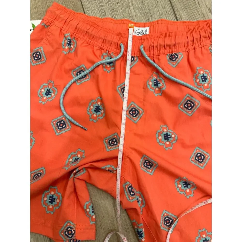 NWT Tillys Mens Small BLUE CROWN Drifter Swim Trunk Shorts Orange Summer Beach